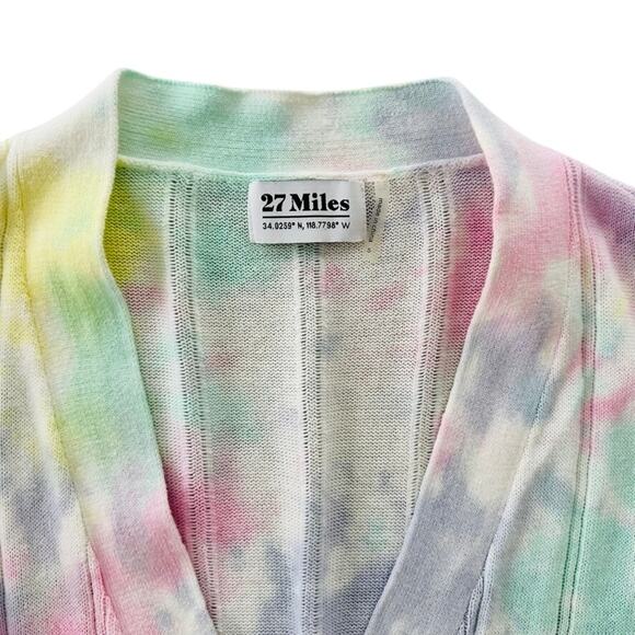 27 Miles Malibu Keaton Rainbow Dye Cardigan Sweater Small Cotton - Picture 4 of 8